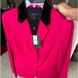 Talbots hot pink with black trim, wool blazer. NWT 16p
